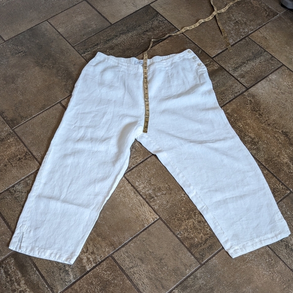Cut Loose Laggenlook Linen Cropped Wide Leg Pants Size L White. - Picture 5 of 16